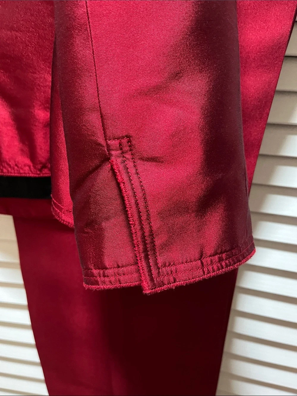 Carlisle Satin Red Zip-Front Blazer and Pants Set